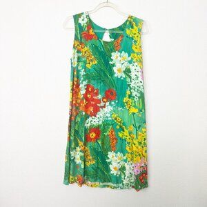 Jams World Hawaii Womens Medium Jardin Floral Garden Sleeveless Rayon Dress
